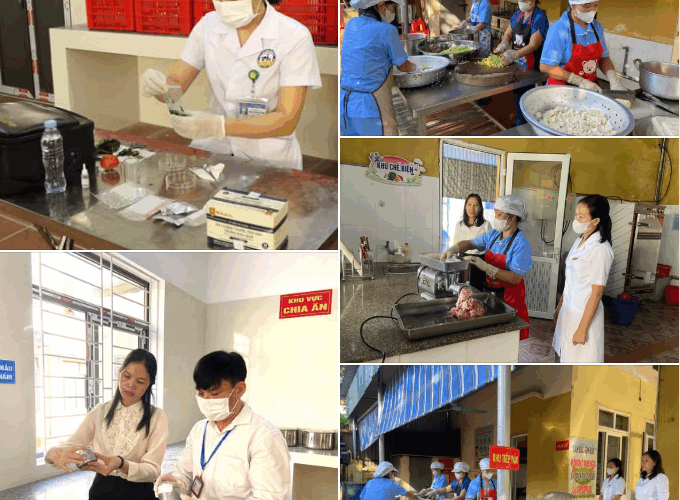 XÃ YÊN LẠC KIỂM TRA BẾP ĂN MỘT CHIỀU TẠI CÁC TRƯỜNG MẦM NON, TIỂU HỌC TRÊN ĐỊA BÀN XÃ