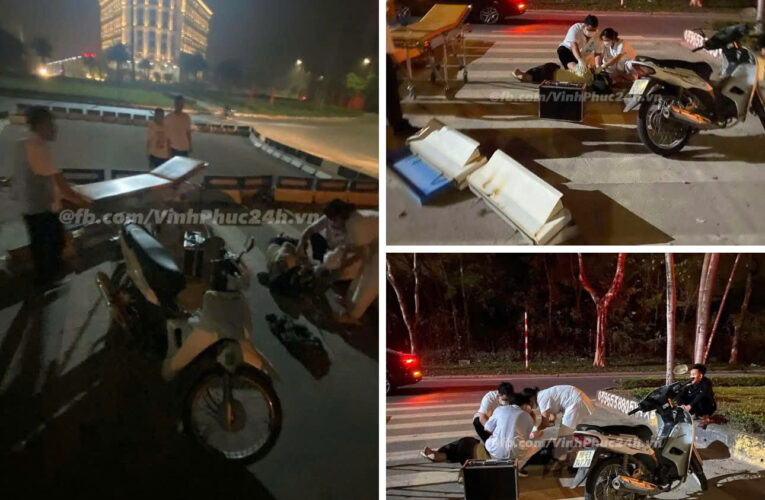 Vòng xuyến VCI Vĩnh Yên khoảng 12 giờ đêm qua