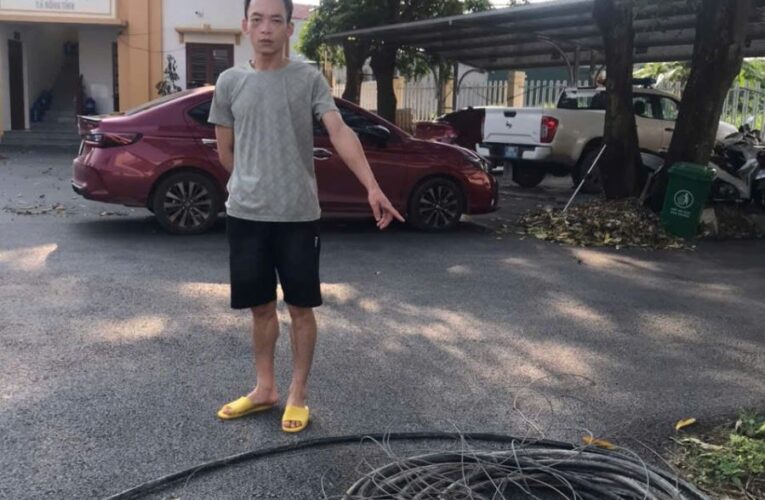 Công an xã Tam Dương Bắc bắt quả tang đối tượng trộm cắp dây điện chiếu sáng